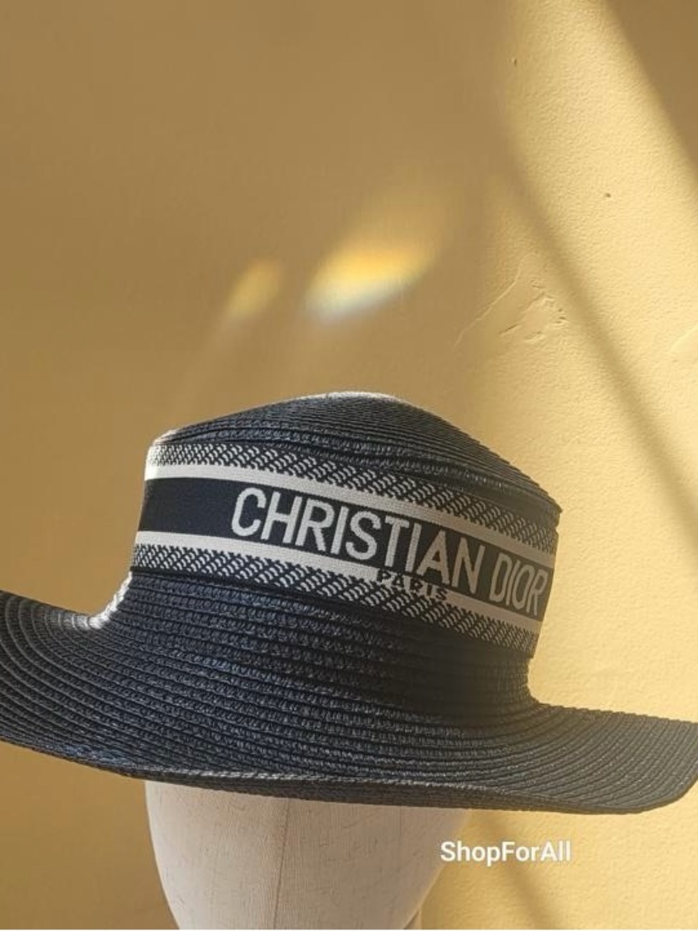 Christen Dior Black and beige straw hat